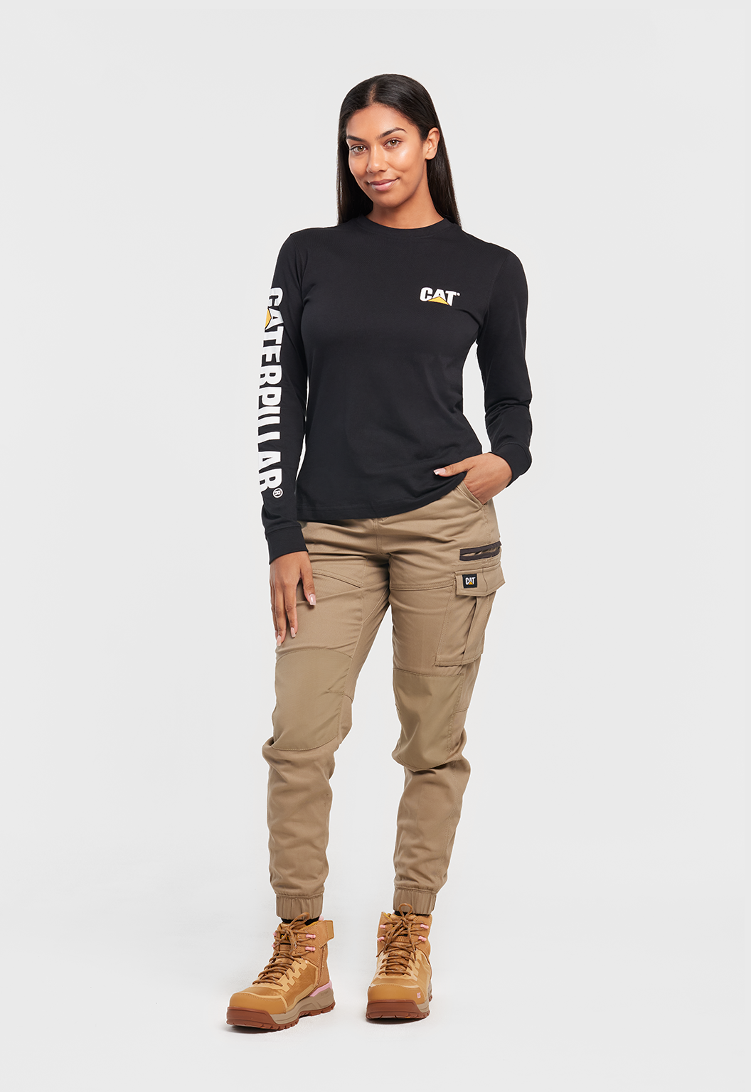 CAT Women's L/S Trademark Banner Tee 8010012