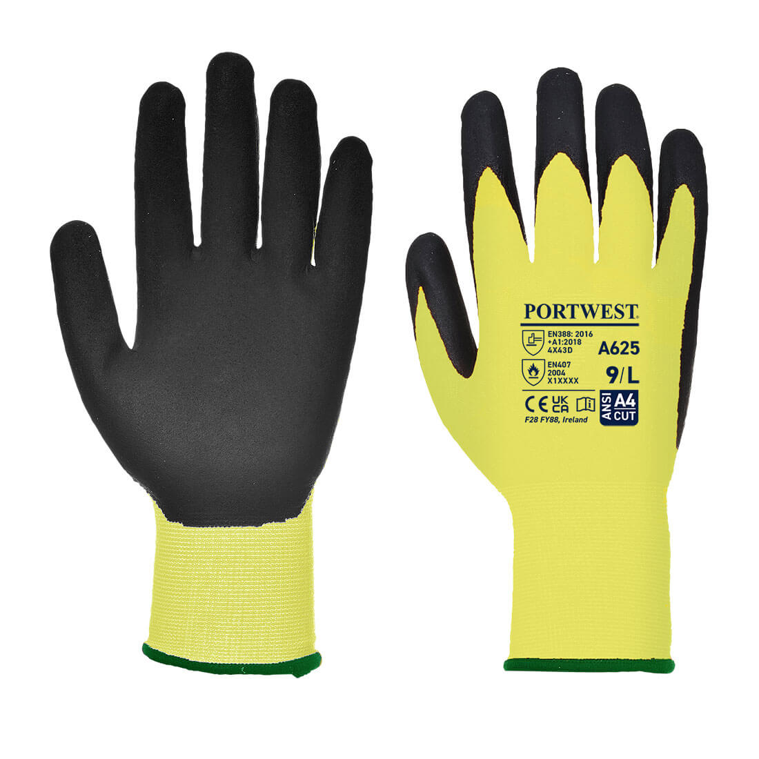 A625 - Vis-tex Cut Resistant Glove - PU Yellow/Black
