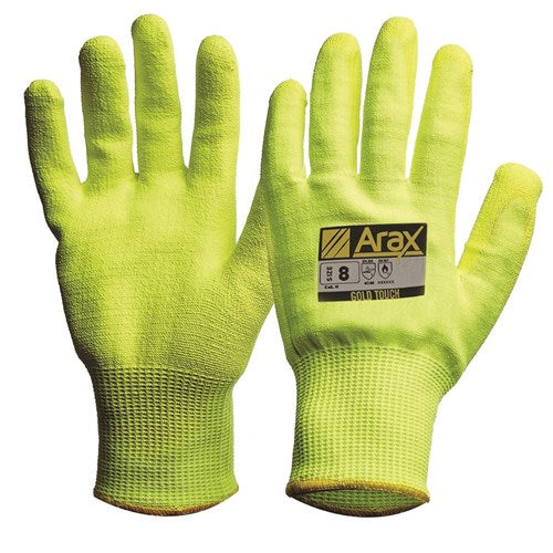 Pro Choice Arax Gold Hi-vis Yellow With Hi-vis Yellow PU Palm Minimum of 12 to Buy Each Size