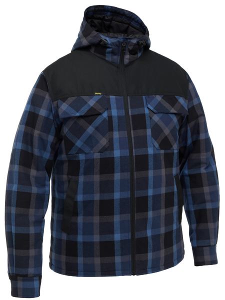 Men's Contrast Check Zip Front Hoodie
