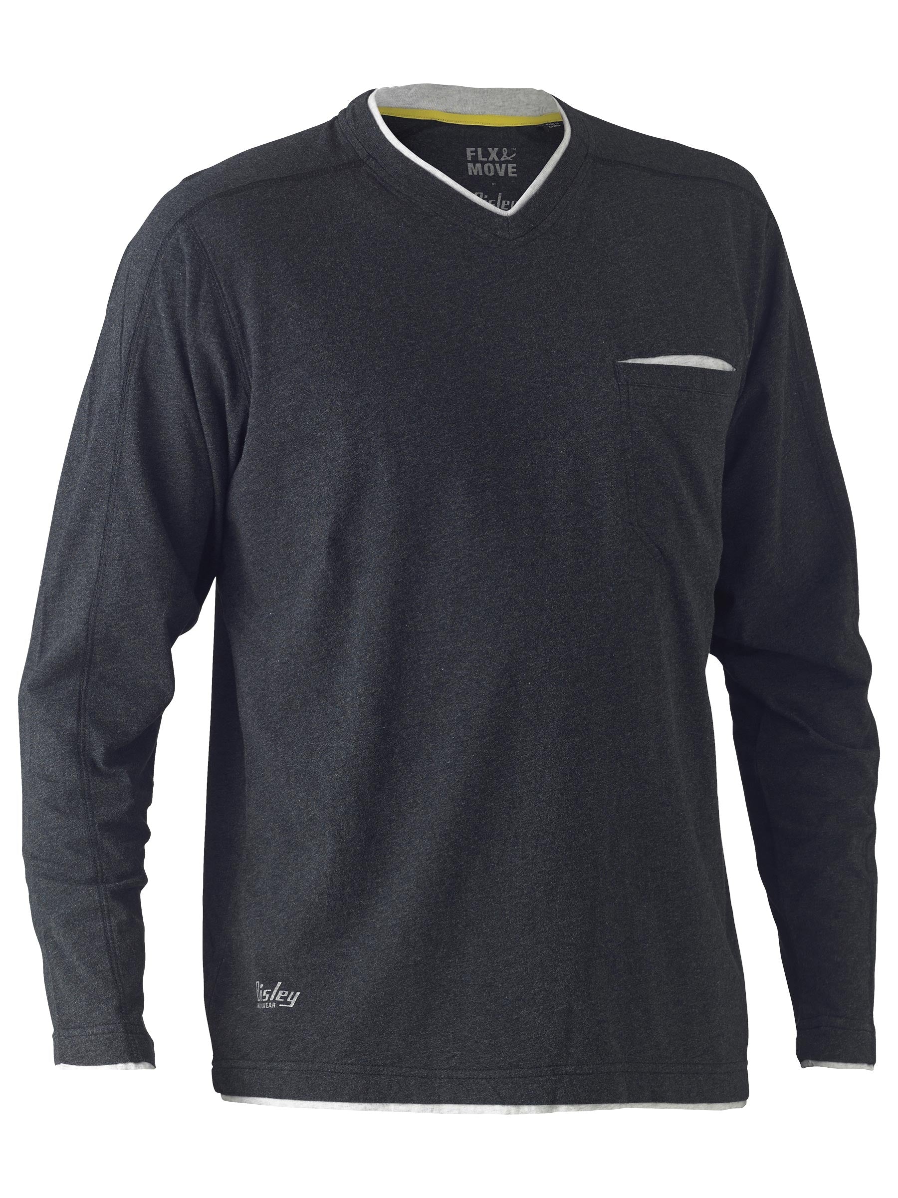 Flex & Move Cotton V Neck Tee L/S