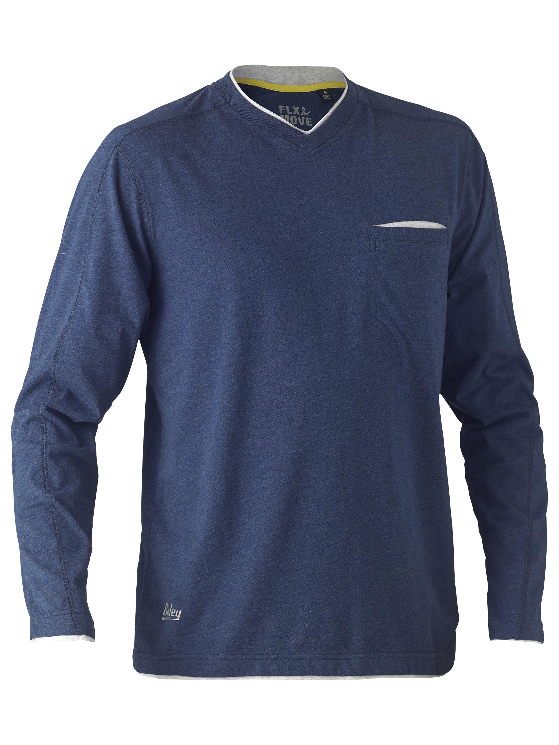 Flex & Move Cotton V Neck Tee L/S