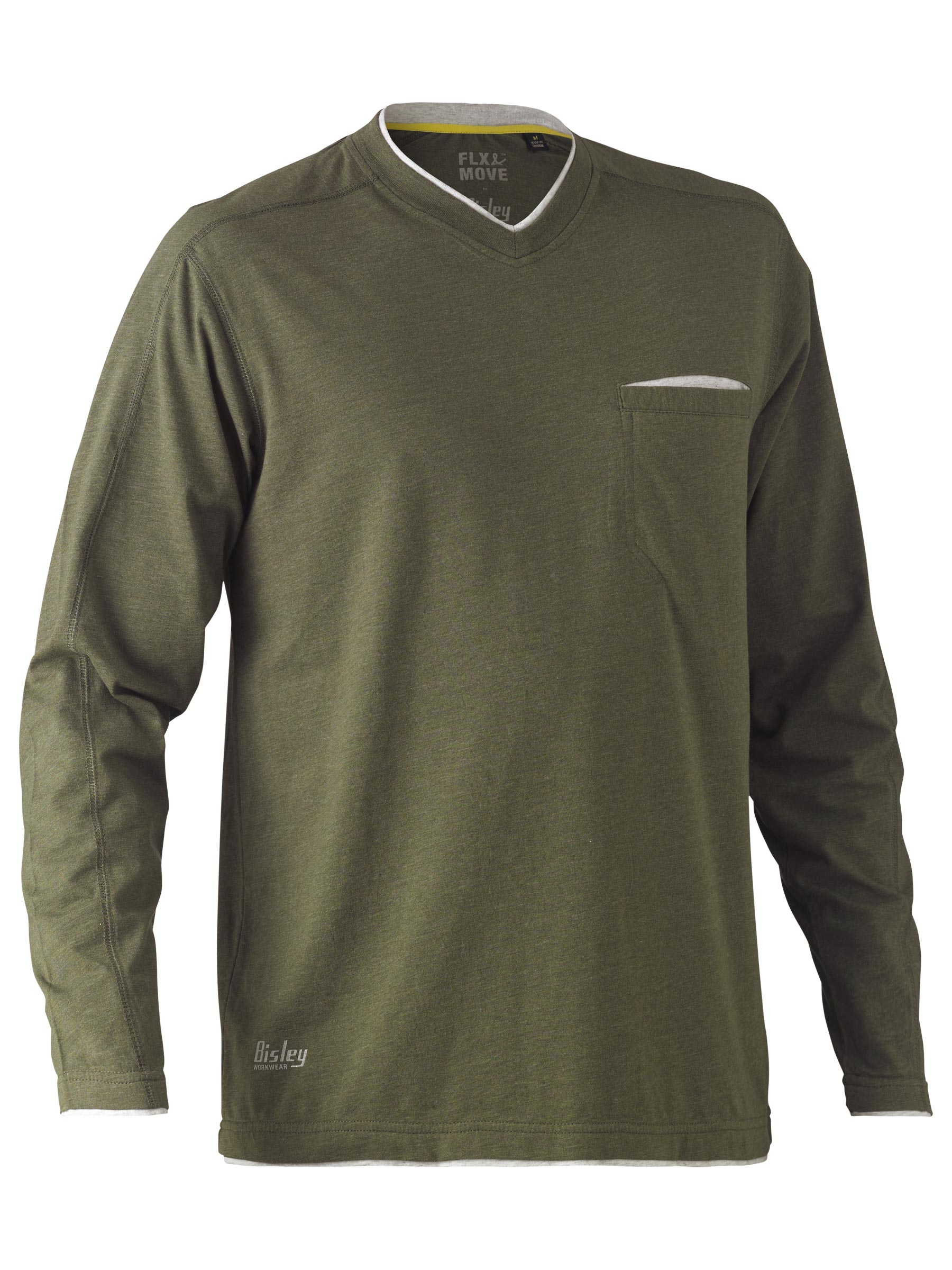 Flex & Move Cotton V Neck Tee L/S