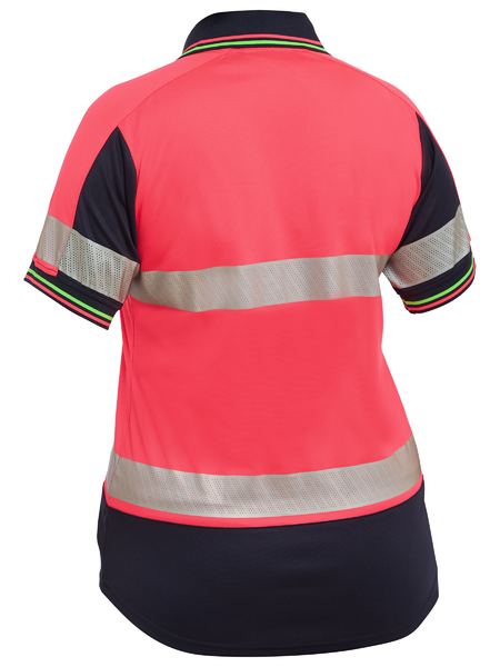 Women's Short Sleeve Taped Two Tone Hi Vis V-neck Polo
