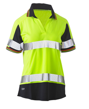 Women's Short Sleeve Taped Two Tone Hi Vis V-neck Polo