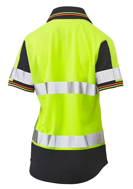 Women's Short Sleeve Taped Two Tone Hi Vis V-neck Polo