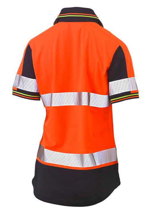 Women's Short Sleeve Taped Two Tone Hi Vis V-neck Polo