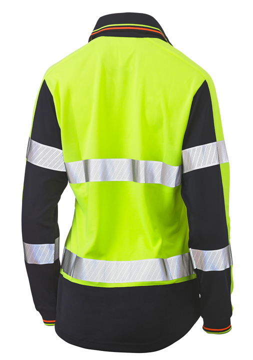 Women's Long Sleeve Taped Two Tone Hi Vis V-neck Polo