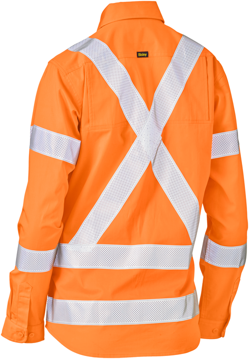 Women's Taped X Back Lightweight Hi Vis Drill Rail Shirt