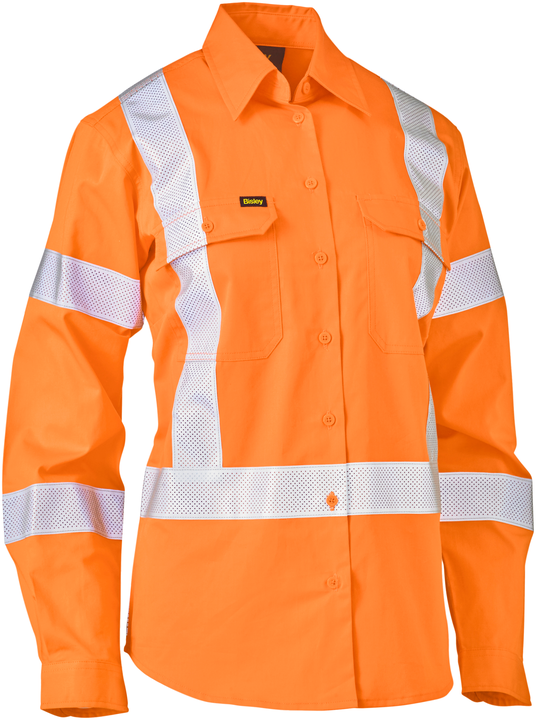 Women's Taped X Back Lightweight Hi Vis Drill Rail Shirt