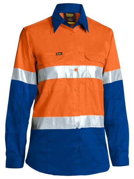 Bisley Taped Cool Lightweight Hi Vis Shirt NBCF Embroidery Long Sleeve BL6696T