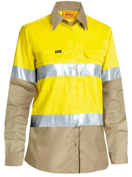 Bisley Taped Cool Lightweight Hi Vis Shirt NBCF Embroidery Long Sleeve BL6696T