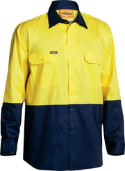 Bisley Two Tone Hi Vis Cool Lightweight Drill Shirt - Long Sleeve