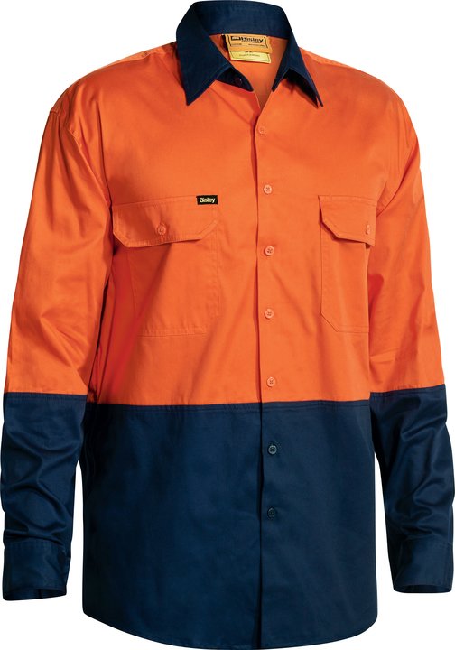 Bisley Two Tone Hi Vis Cool Lightweight Drill Shirt - Long Sleeve