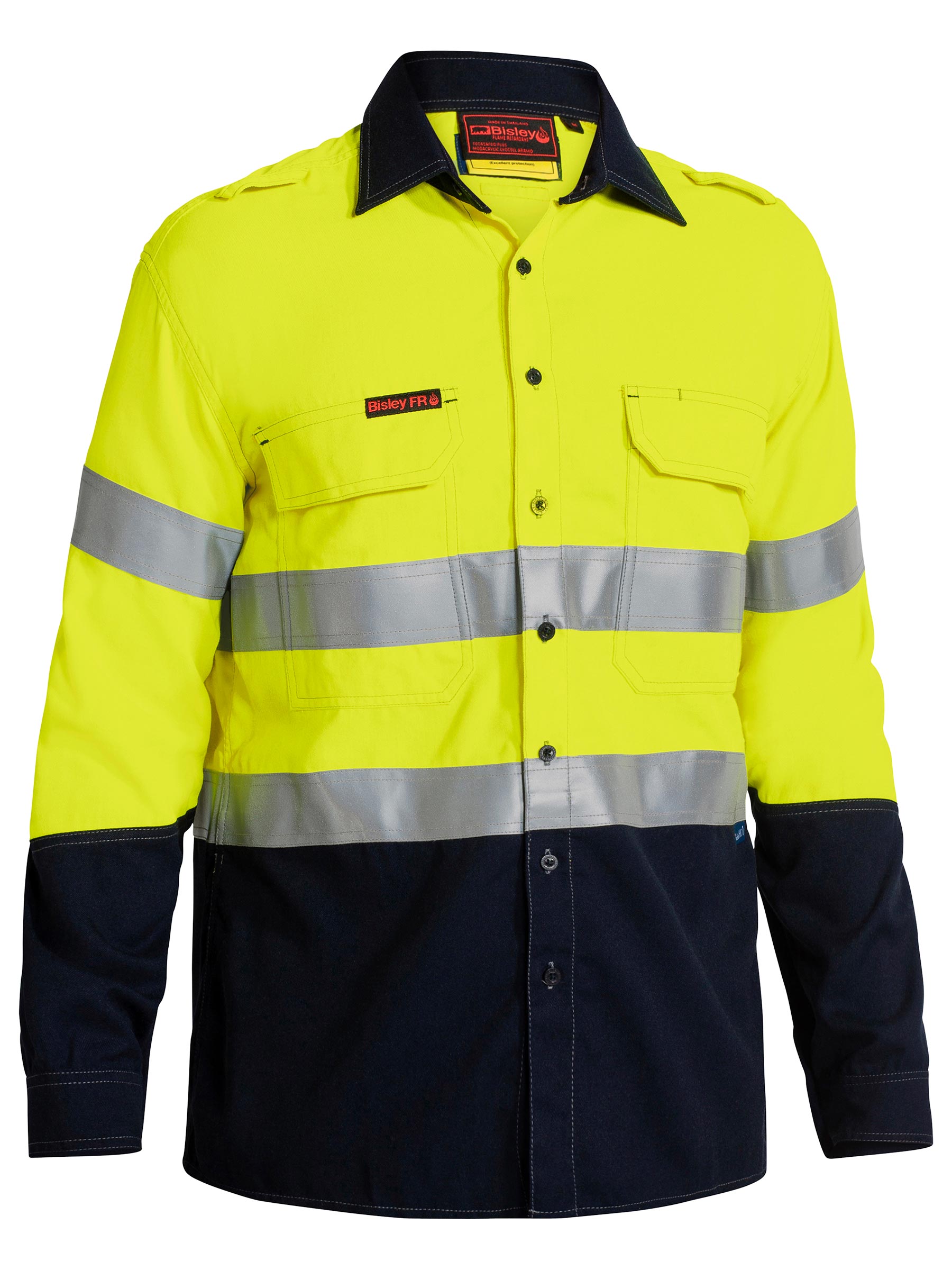 Tencate Tecasafe Plus 580 Taped Hi Vis Lightweight Fr Vented Shirt - Long Sleeve