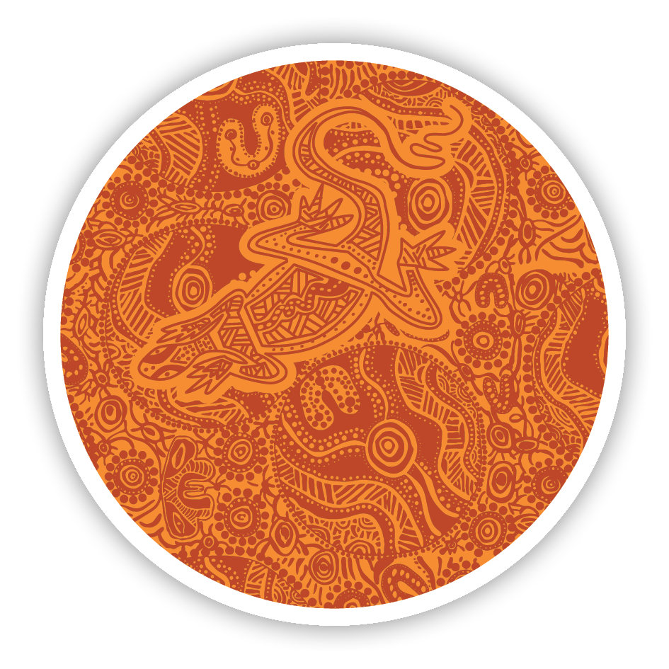 Maxcool Hi-vis Lightweight Orange NSW X-back Rail / Bio Perforated Taping With Indigenous Print Art - "Bloodlines Design"