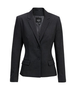 Stretch Wool Blend 2 Button Mid Length Jacket