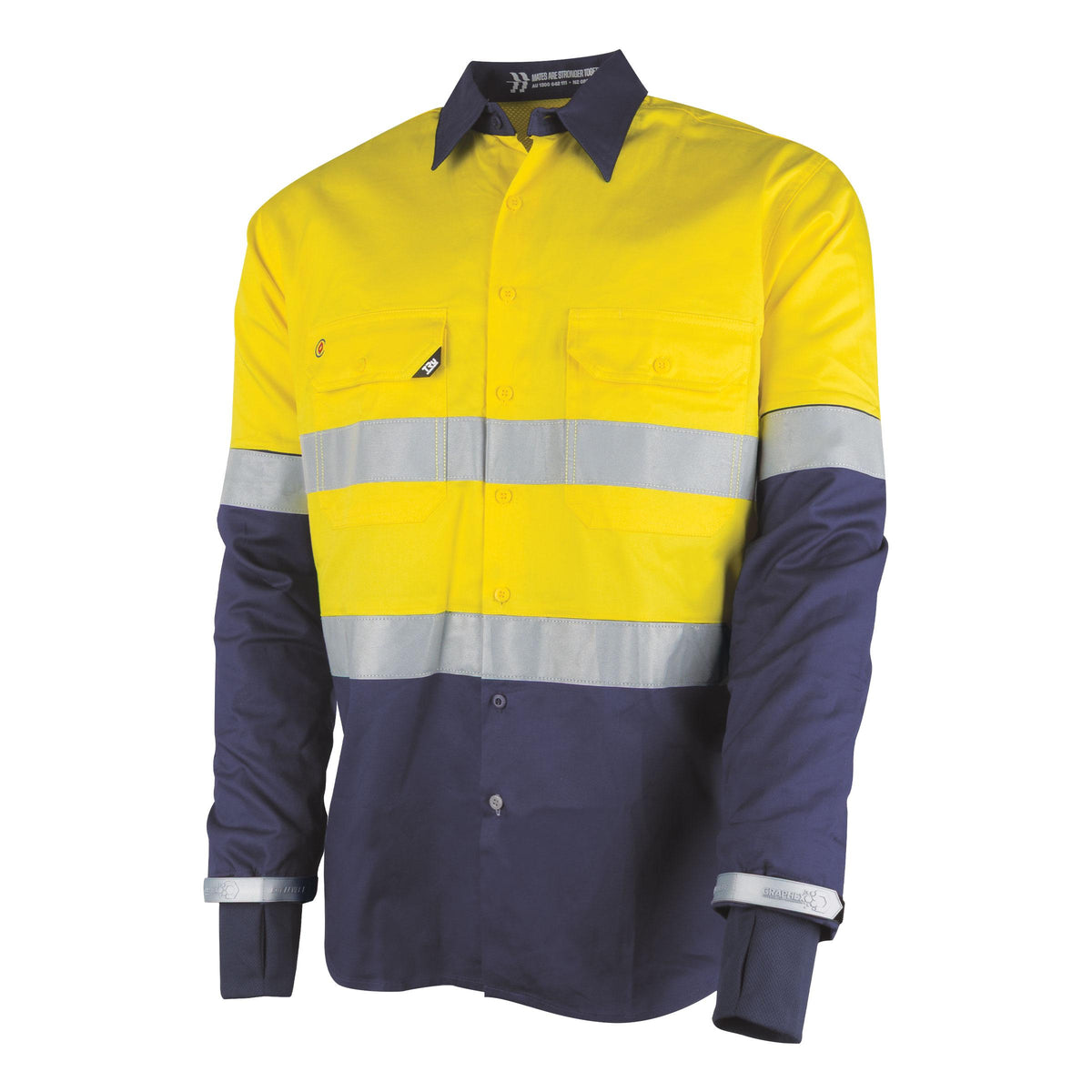 Lightweight Vented Taped Hi Vis Drill Shirt With Graphex Cut Resistant Sleeve (Taped) DS2168GXT