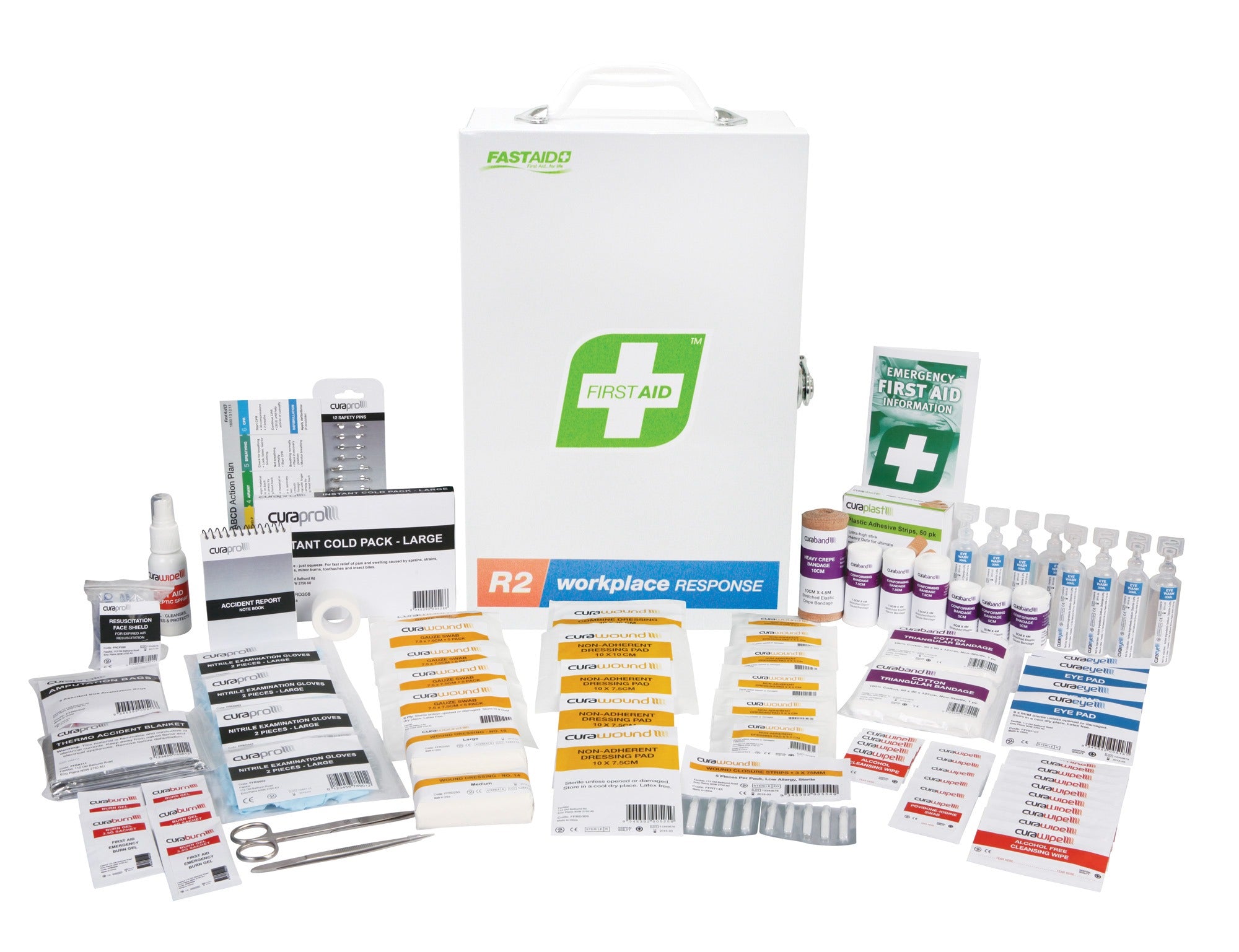 Far2i10 First Aid Kit, R2, Workplace Response Kit, Metal Wall Mount