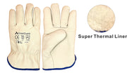 Thermal Freezer Cow Grain Rigger Gloves Fully Fur Lined