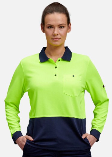 King Gee Women's Spliced Polo L/S