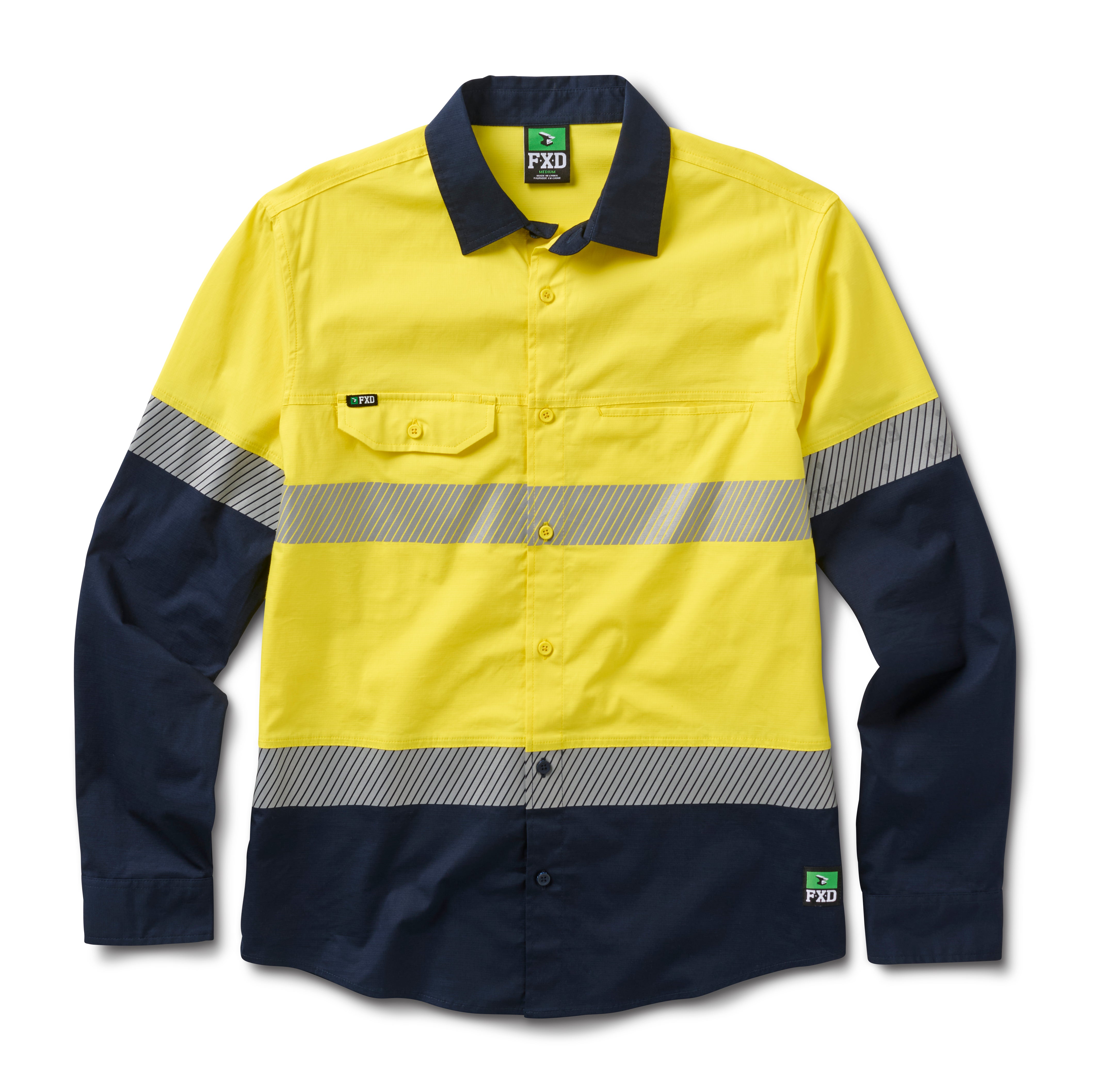 FXD Taped Hi-Vis Vented Stretch Long Sleeve Work Shirt LSH4T