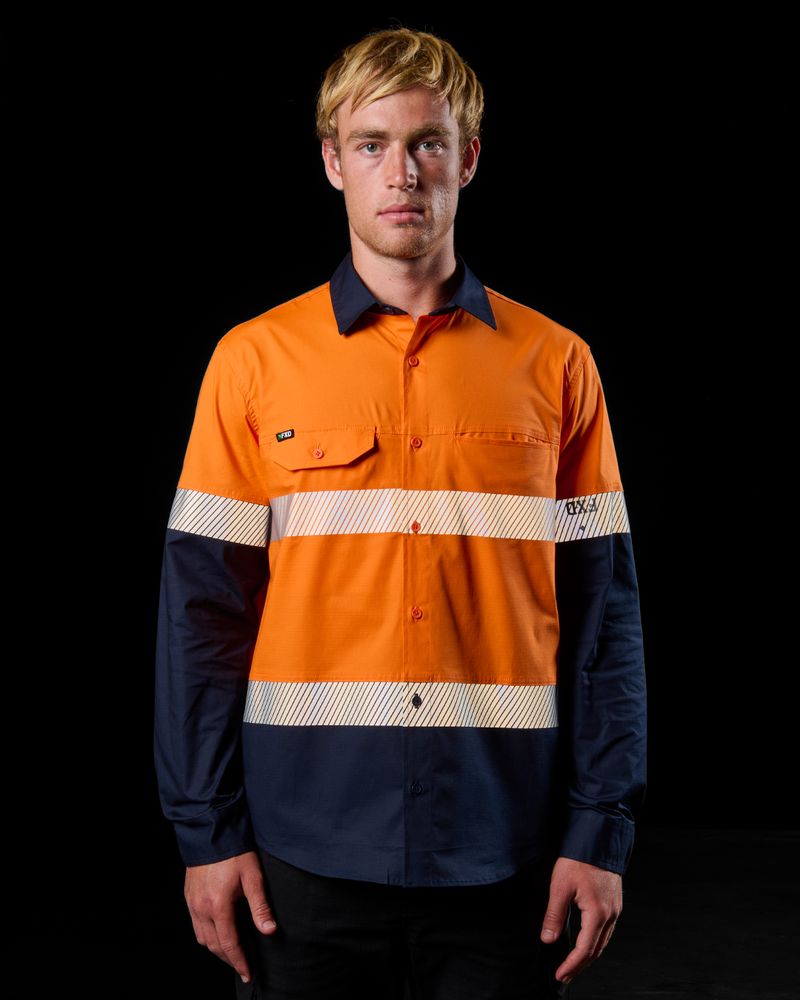 FXD Taped Hi-Vis Vented Stretch Long Sleeve Work Shirt