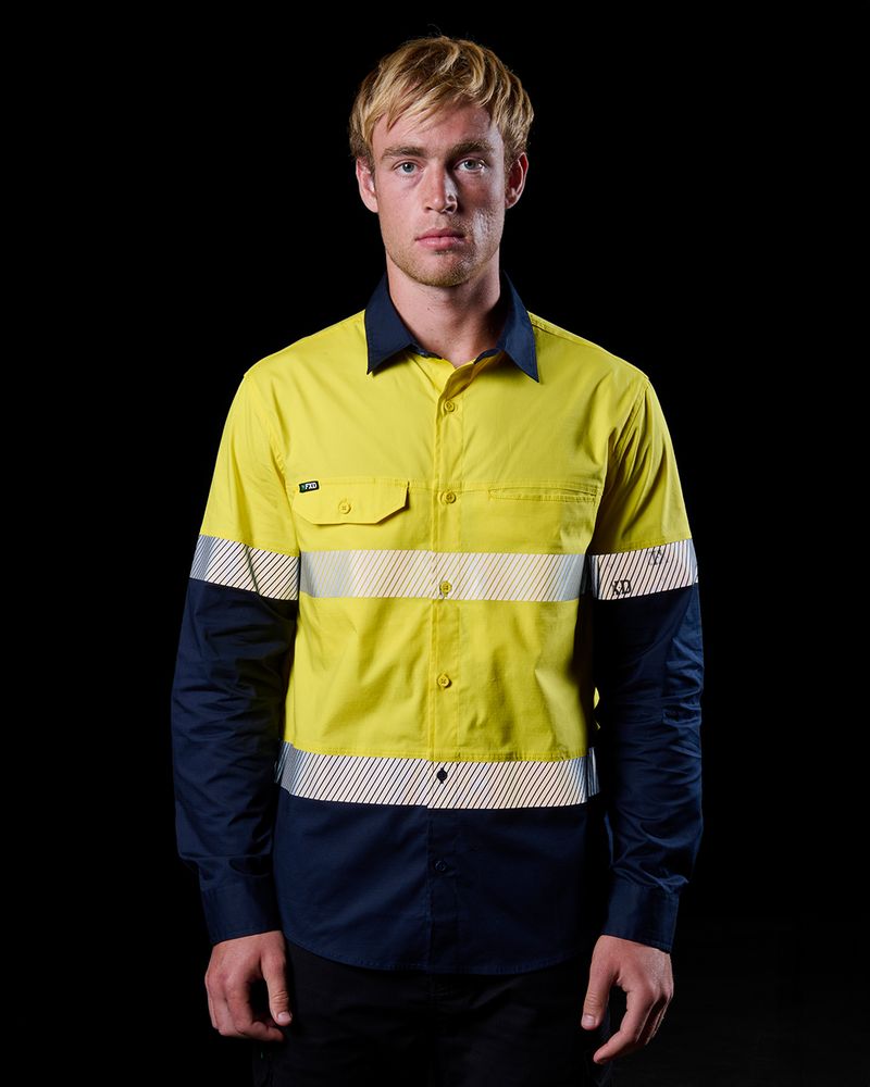 FXD Taped Hi-Vis Vented Stretch Long Sleeve Work Shirt