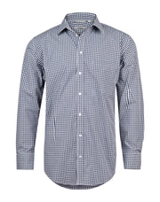 Men's Gingham Check Long Sleeve Shirt With Roll-up Tab Sleeve