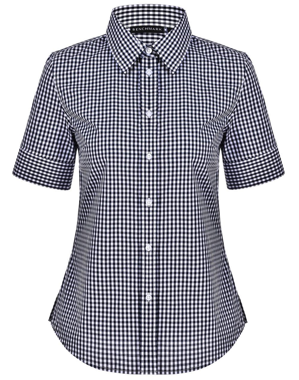 Ladies Gingham Check Short Sleeve Shirt