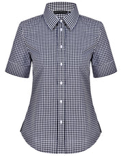 Ladies Gingham Check Short Sleeve Shirt