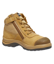 Tradie Zip/Lace Steel Cap Safety Work Boots 5" - Wheat
