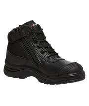 Tradie Zip/Lace Steel Cap Safety Work Boots 5" - Black