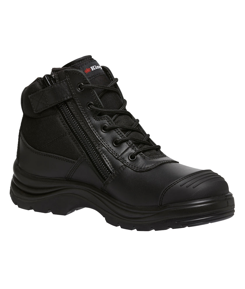Tradie Zip/Lace Steel Cap Safety Work Boots 5" - Black