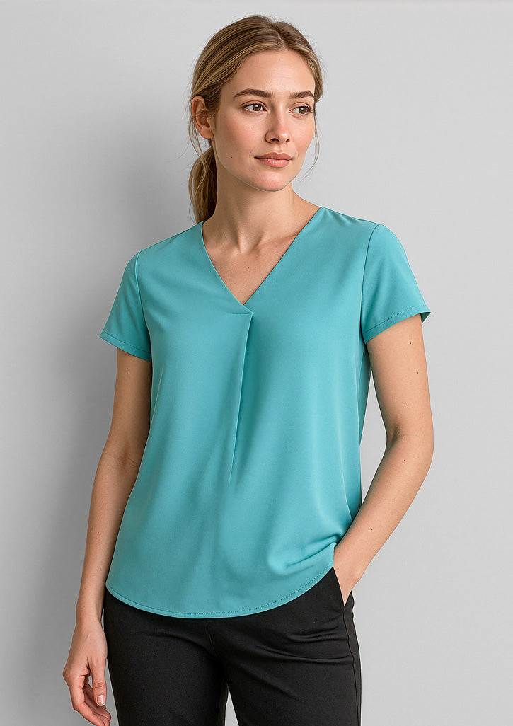 Women's Kayla V-neck Pleat Blouse RB967LS
