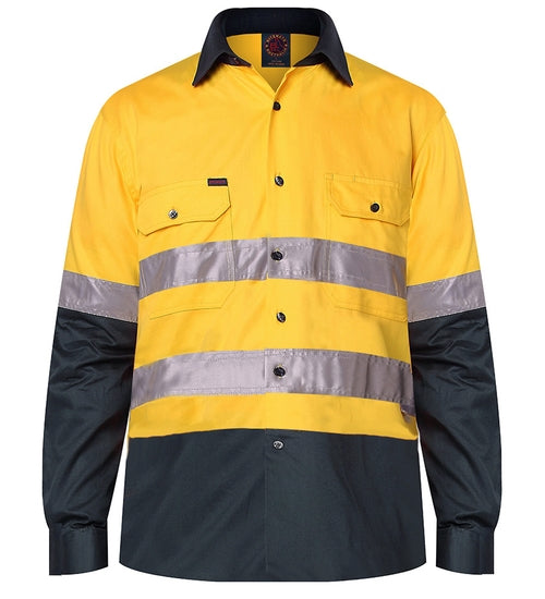 Ritemate 2 Tone Open Front Shirt L/S 3M Tape