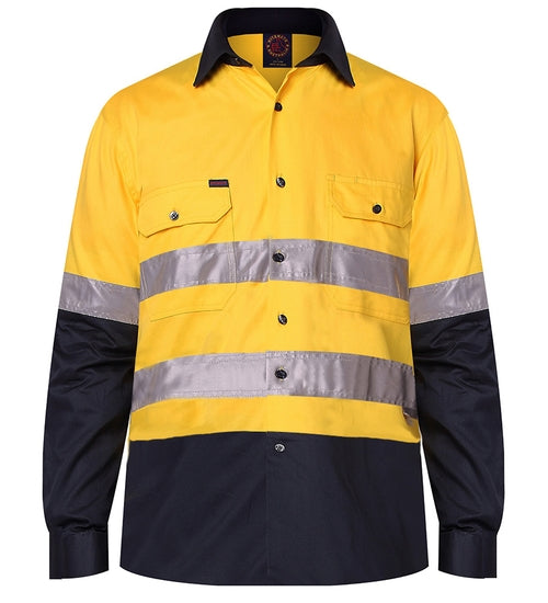 Ritemate 2 Tone Open Front Shirt L/S 3M Tape