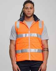 Unisex Hi Vis Hooded Puffer Vest