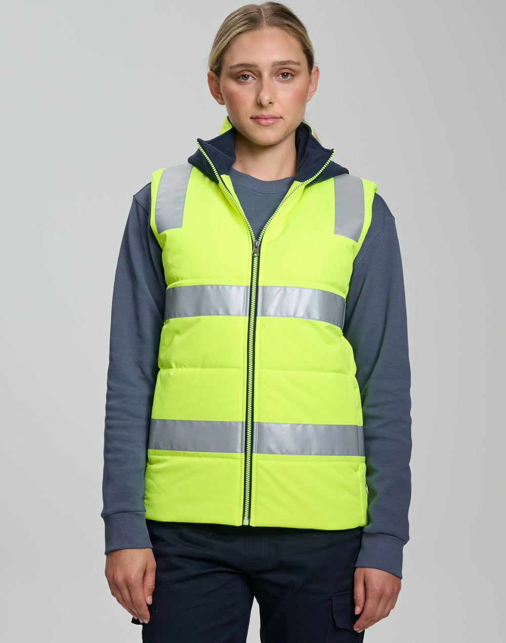 Unisex Hi Vis Hooded Puffer Vest