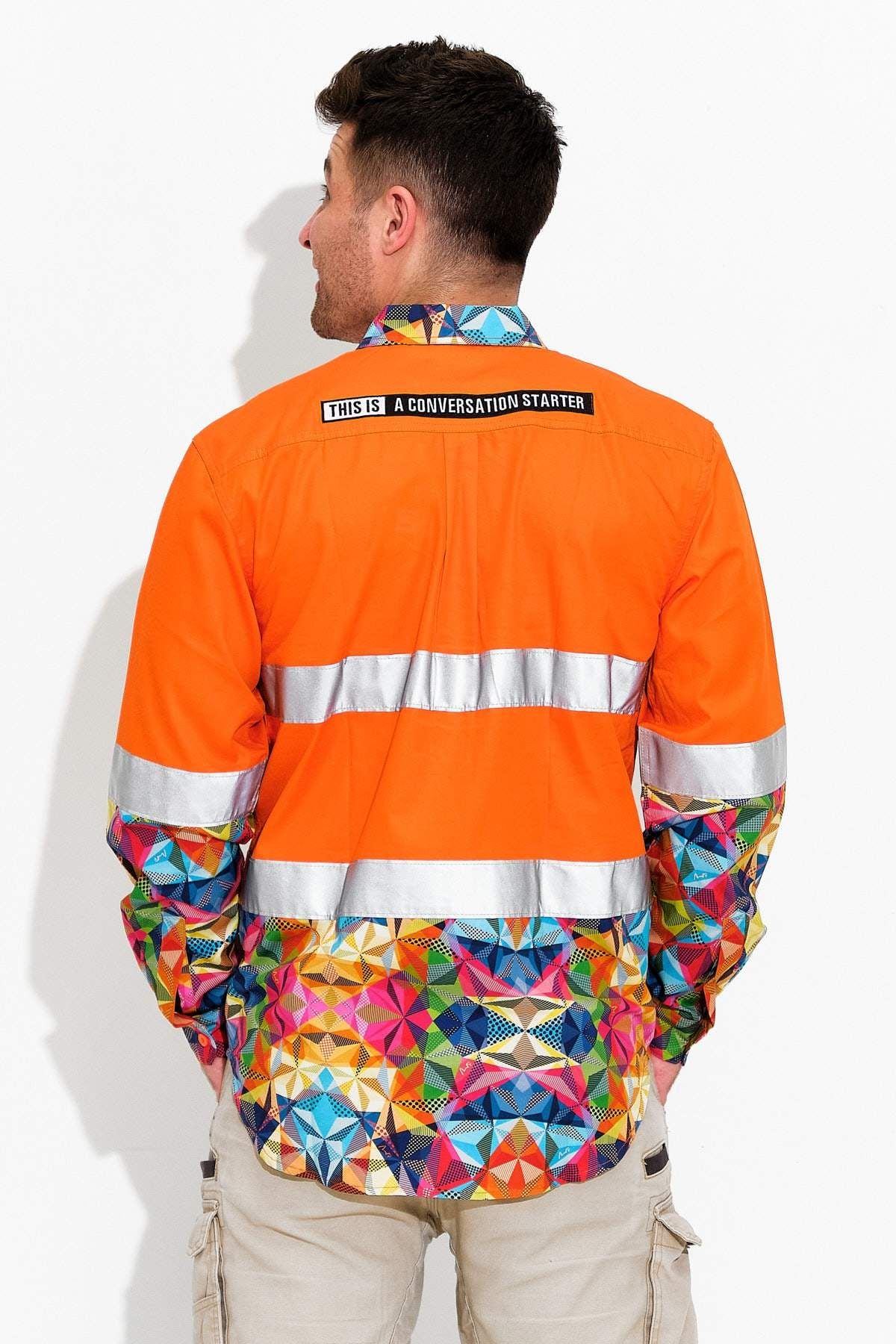 Men's Fractal Orange Day/Night Hi Vis Workshirt