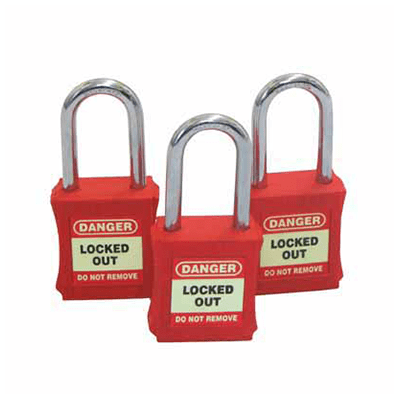 Padlock Lockout Plastic Body Keyed Alike 3 Pack.