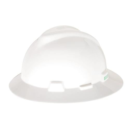 MSA V-GARD Full Brim Hard Hat With 4 Point PUSH KEY Suspension