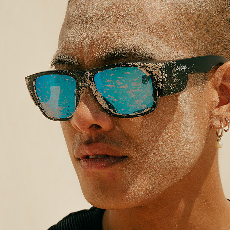 Safety Glasses Fusions Matte Black Frame/Blue Polarised UV400 FMBBP100