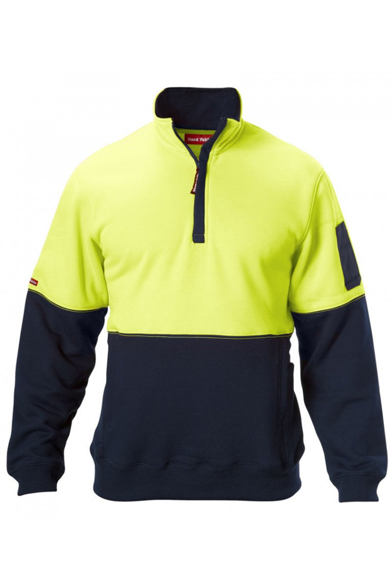 Yakka Foundations Hi-visibility Two Tone Brushed Fleece 1/4 Zip Jumper
