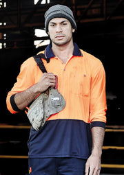 Unisex Hi Vis Basic Spliced Polo Long Sleeve ZH232