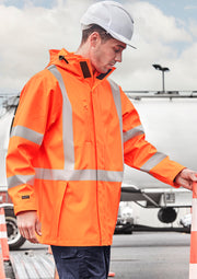 Mens Hi Vis X Back Heavy Duty Waterproof Jacket Orange ZJ620