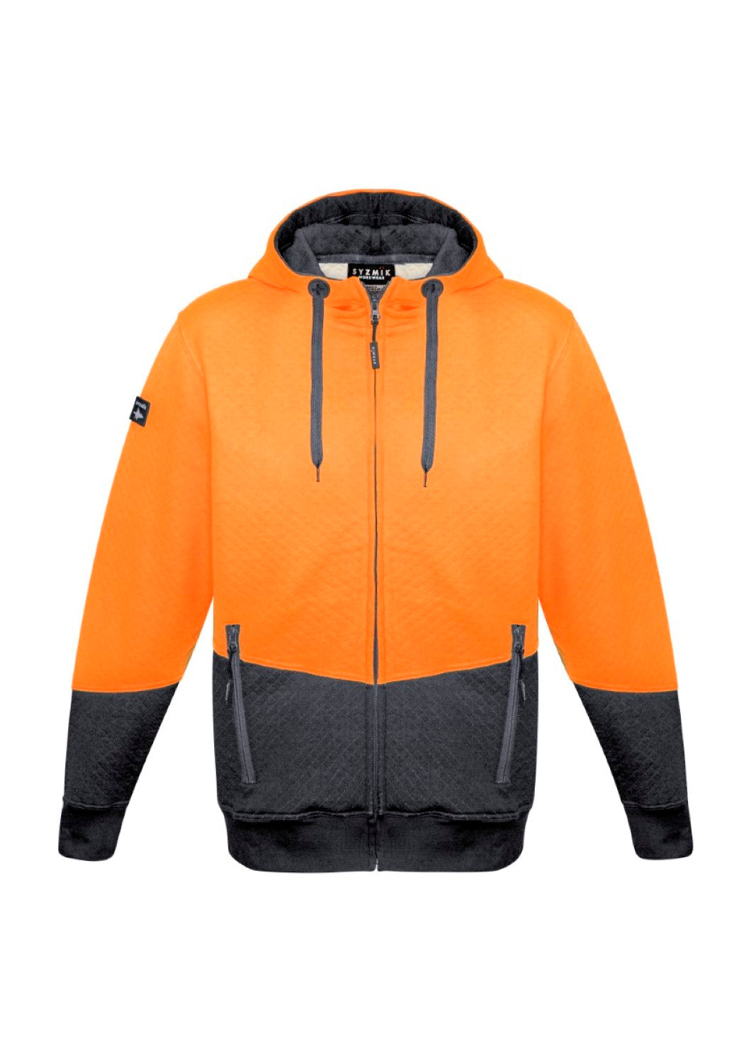 Unisex Hi Vis Textured Jacquard Full Zip Hoodie