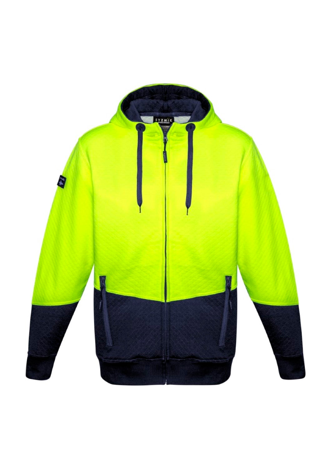 Unisex Hi Vis Textured Jacquard Full Zip Hoodie