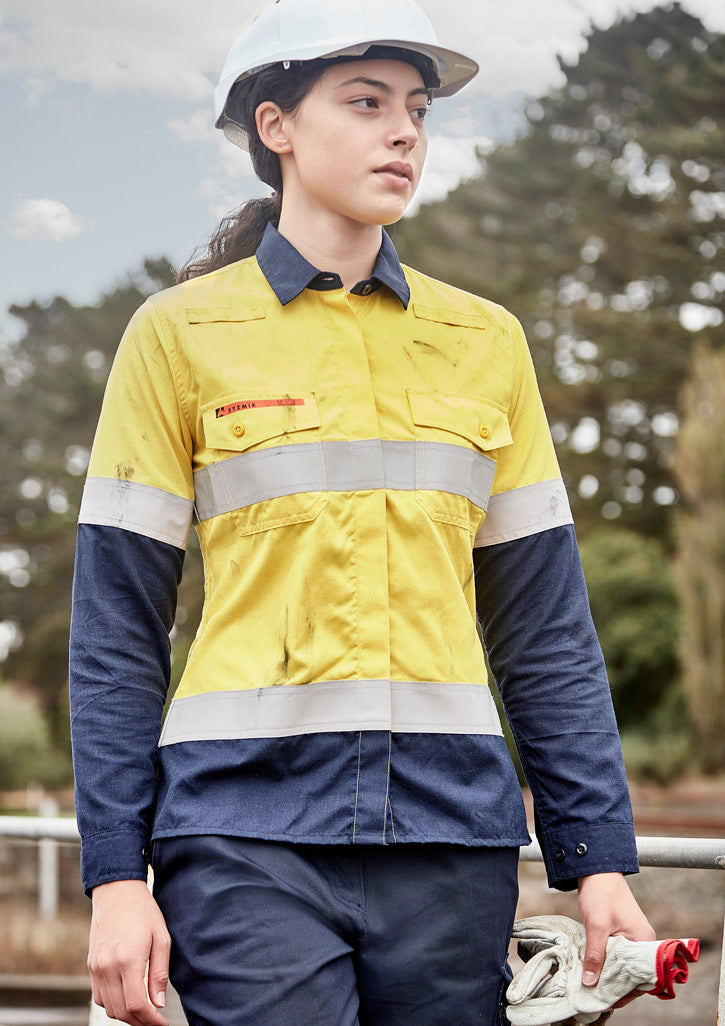 Women's Orange Flame Lightweight Ripstop Taped Shirt ZW170