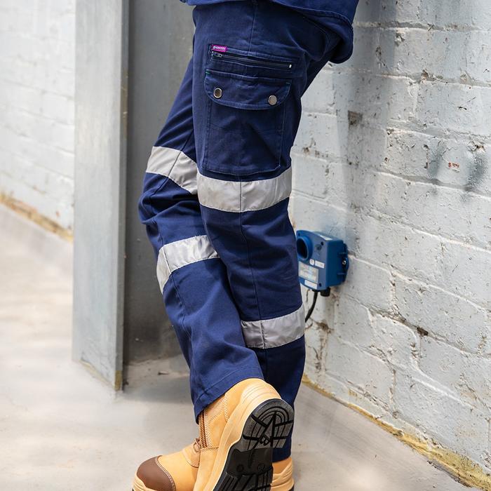 Women's Green Hip Pants Cargo Reflective 'Be Seen'